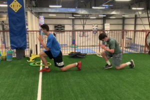 Boy doing lunges