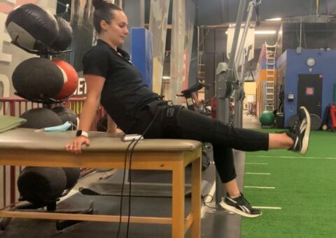 girl doing leg stretch